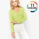 T-SHIRT COTON ML COL V FEMME