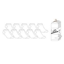 SOQUETTES HOMME 40/46 LOT DE 10 PAIRES BLANC