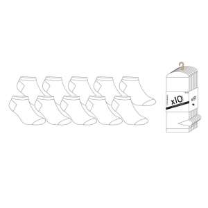 SOQUETTES HOMME 40/46 LOT DE 10 PAIRES BLANC