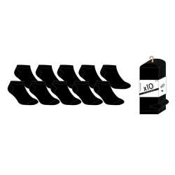 SOQUETTES HOMME 40/46 LOT DE 10 PAIRES NOIR