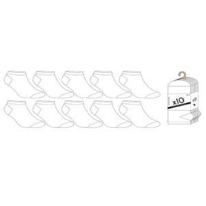 SOQUETTES FEMME 36/41 LOT DE 10 PAIRES BLANC