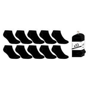 SOQUETTES FEMME 36/41 LOT DE 10 PAIRES NOIR