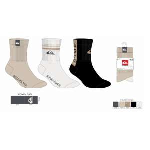 CHAUSSETTES QUIKSILVER ASSORTIMENT HOMME LOT 3 PAIRES