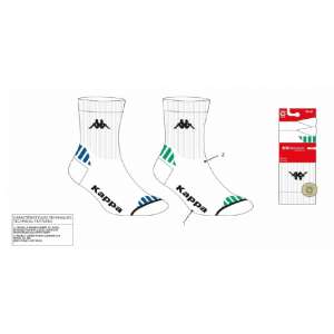 CHAUSSETTES TENNIS BLANC KAPPA HOMME LOT 2 PAIRES