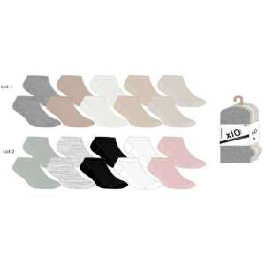 SOCQUETTES FEMME COULEUR LOT DE 10 PAIRES