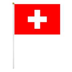 DRAPEAU SUISSE AVEC TIGE 30 X 45 CM