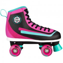 ROLLERS QUAD RETRO FEMME ROSE-BLEU